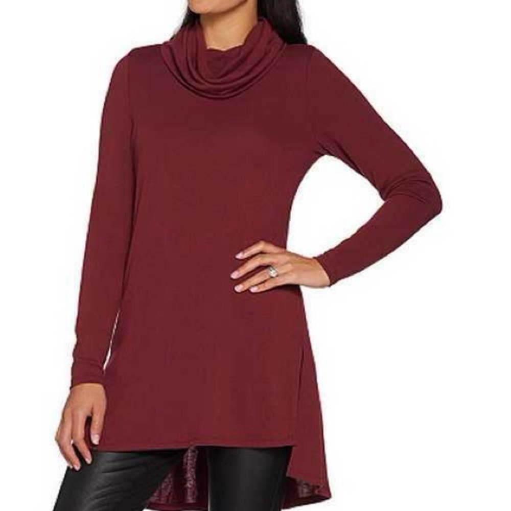 Lisa Rinna Collection Maroon Cowl Neck Sweater XL